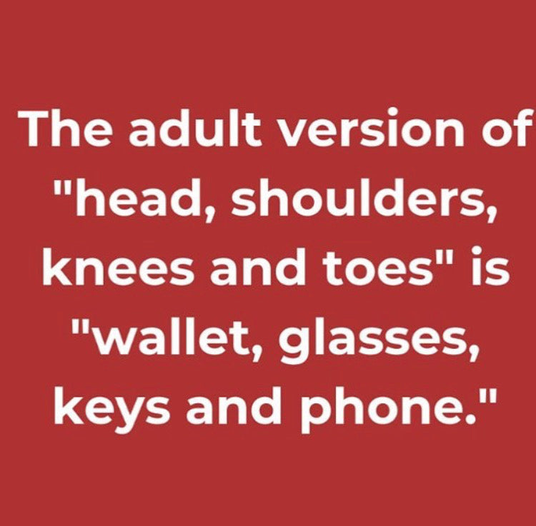 Adult version of “Head, shoulders, knees & toes…”